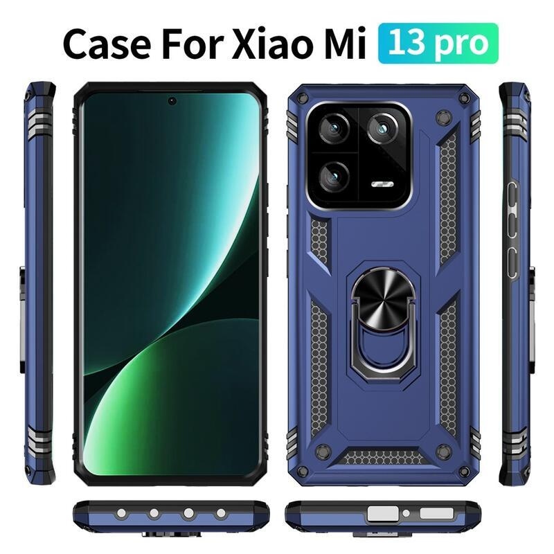 Ring odolný hybridný kryt s úchopom na Xiaomi 13 Pro - modrý