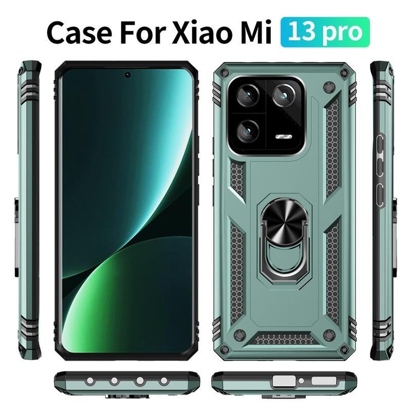 Ring odolný hybridný kryt s úchopom na Xiaomi 13 Pro - zelený