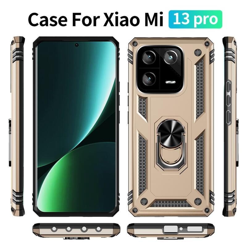 Ring odolný hybridný kryt s úchopom na Xiaomi 13 Pro - zlatý