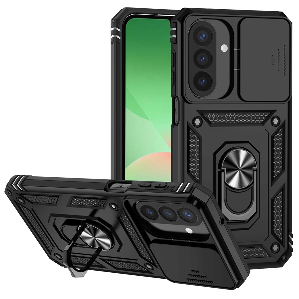 Ring odolný hybridný kryt s úchytom na prst na Samsung Galaxy A27 - čierny