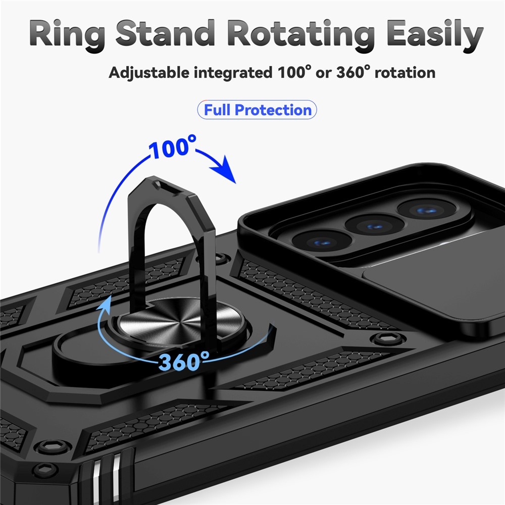 Ring odolný hybridný kryt s úchytom na prst na Samsung Galaxy A27 - čierny