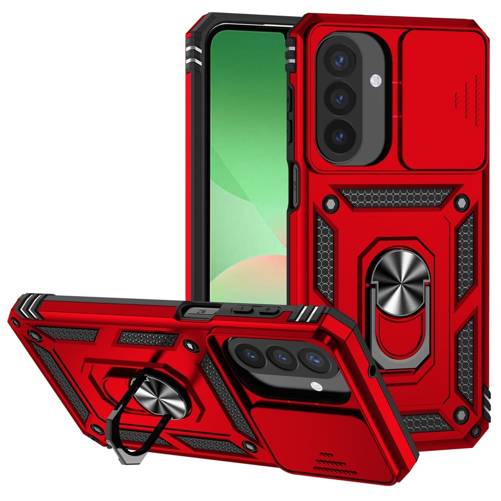 Ring odolný hybridný kryt s úchytom na prst na Samsung Galaxy A27 - červený
