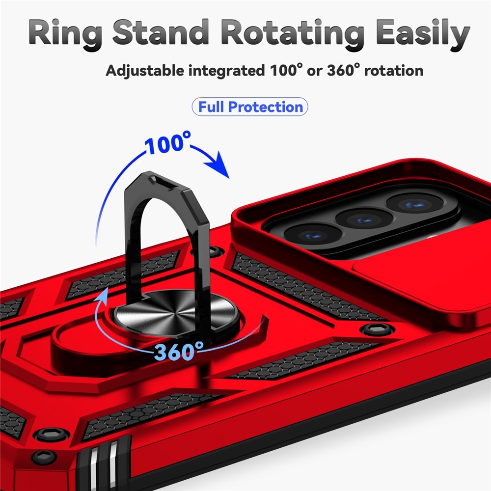 Ring odolný hybridný kryt s úchytom na prst na Samsung Galaxy A27 - červený