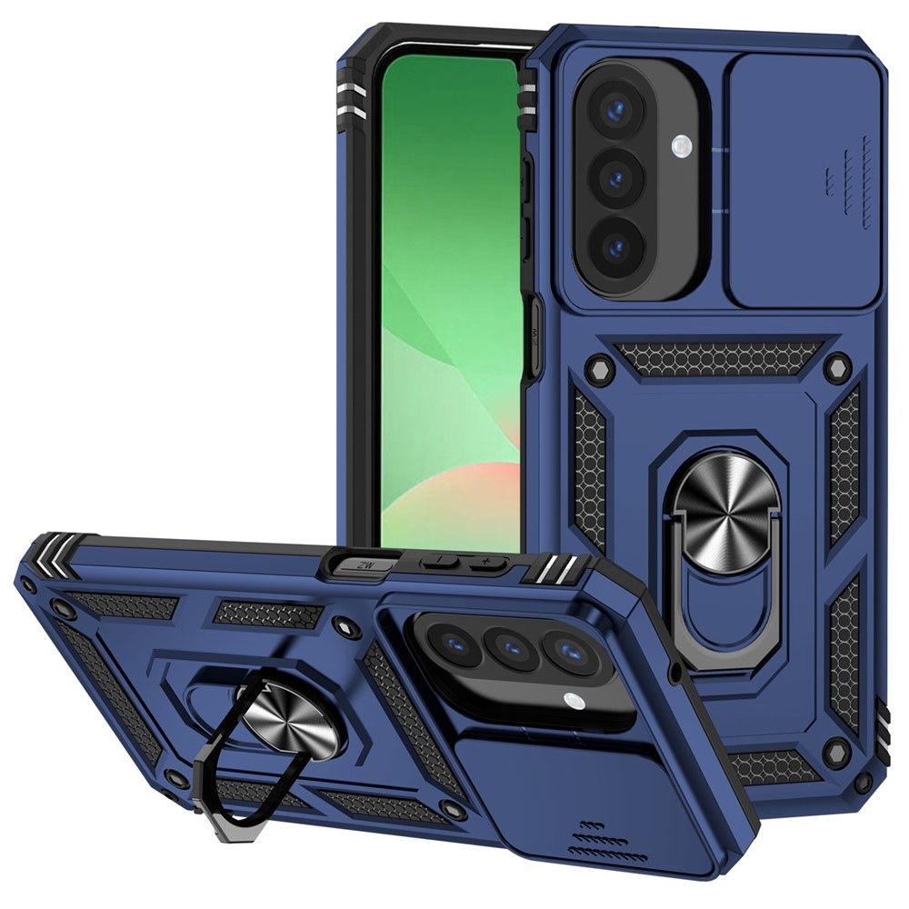 Ring odolný hybridný kryt s úchytom na prst na Samsung Galaxy A27 - modrý