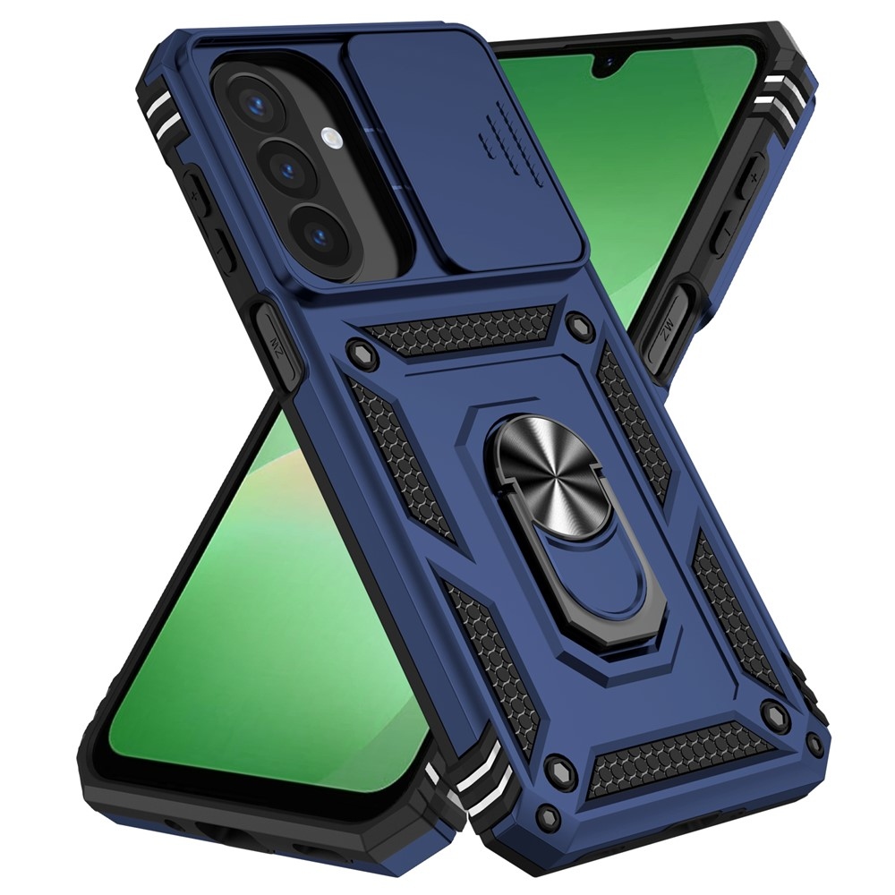 Ring odolný hybridný kryt s úchytom na prst na Samsung Galaxy A27 - modrý