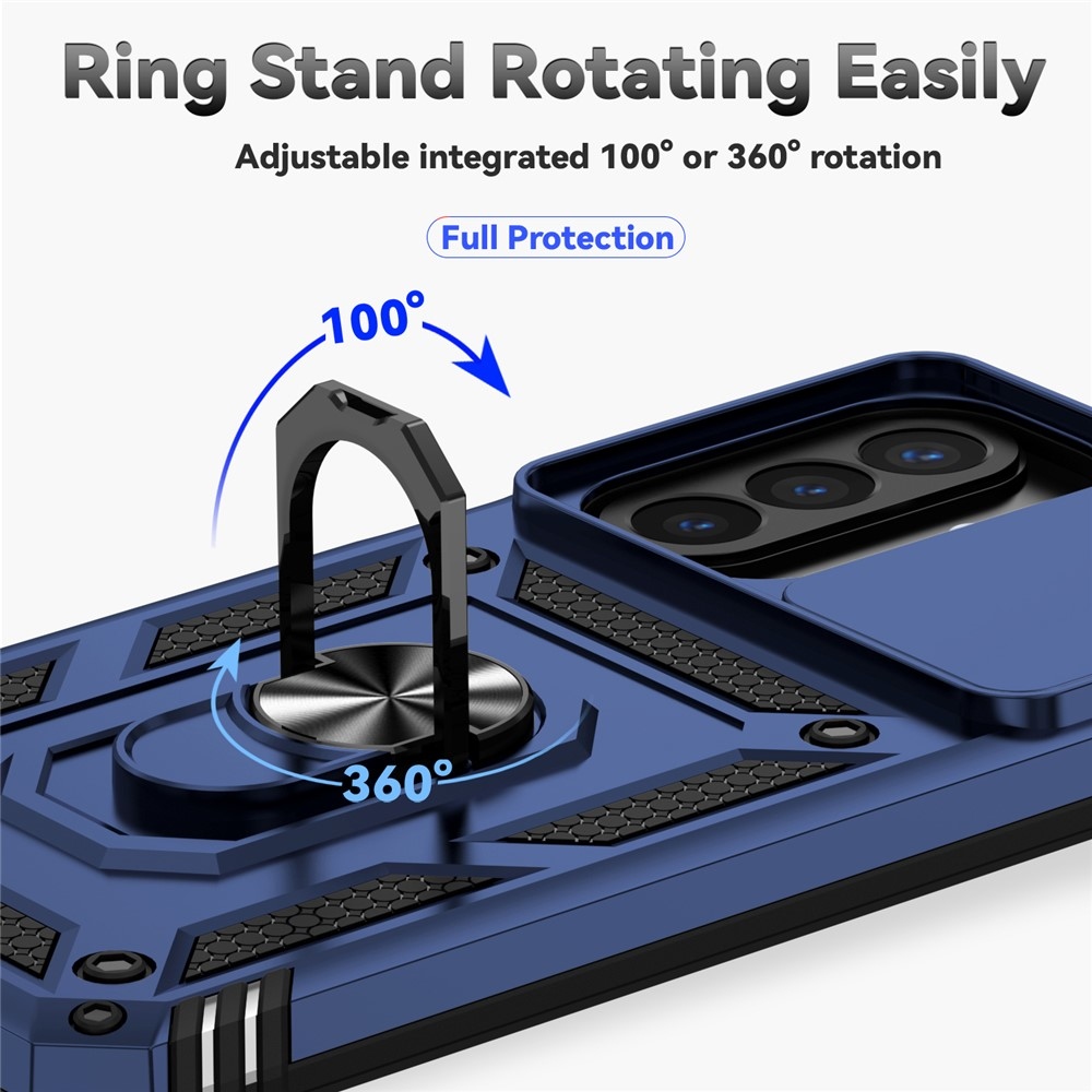 Ring odolný hybridný kryt s úchytom na prst na Samsung Galaxy A27 - modrý