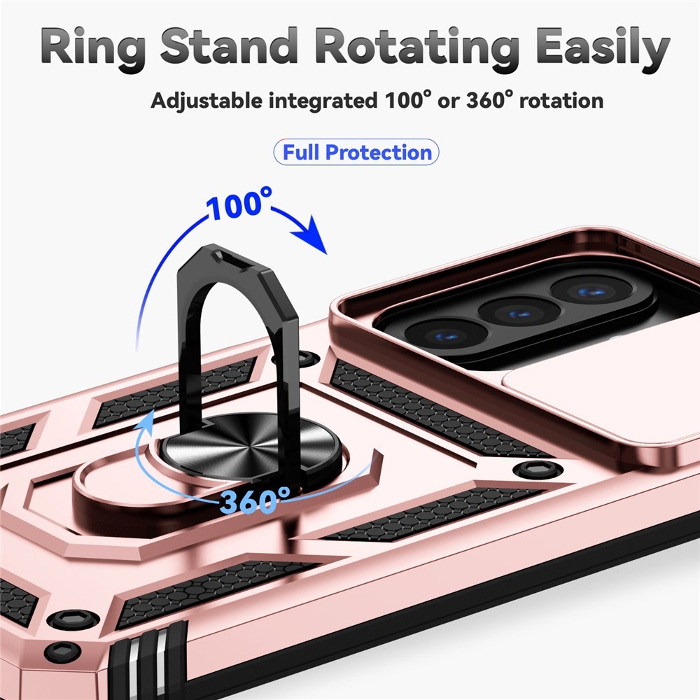 Ring odolný hybridný kryt s úchytom na prst na Samsung Galaxy A27 - ružovozlatý