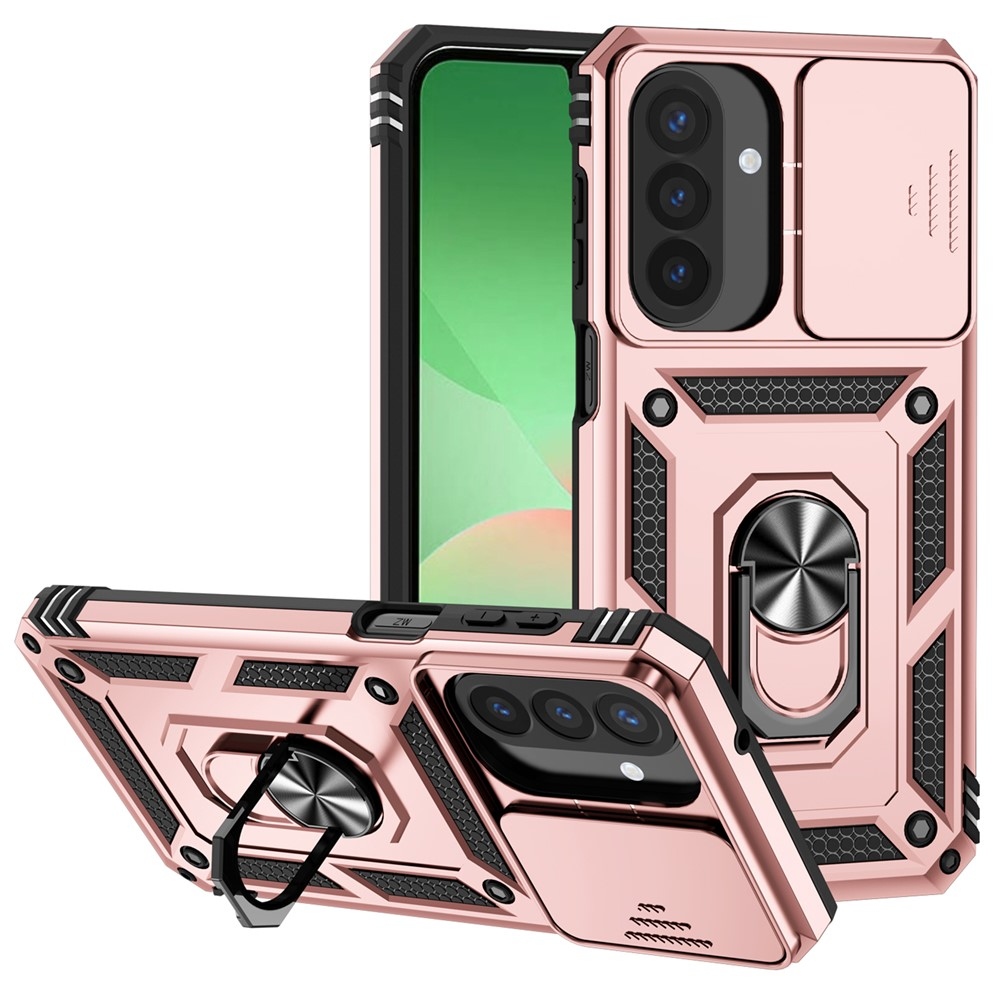 Ring odolný hybridný kryt s úchytom na prst na Samsung Galaxy A27 - ružovozlatý