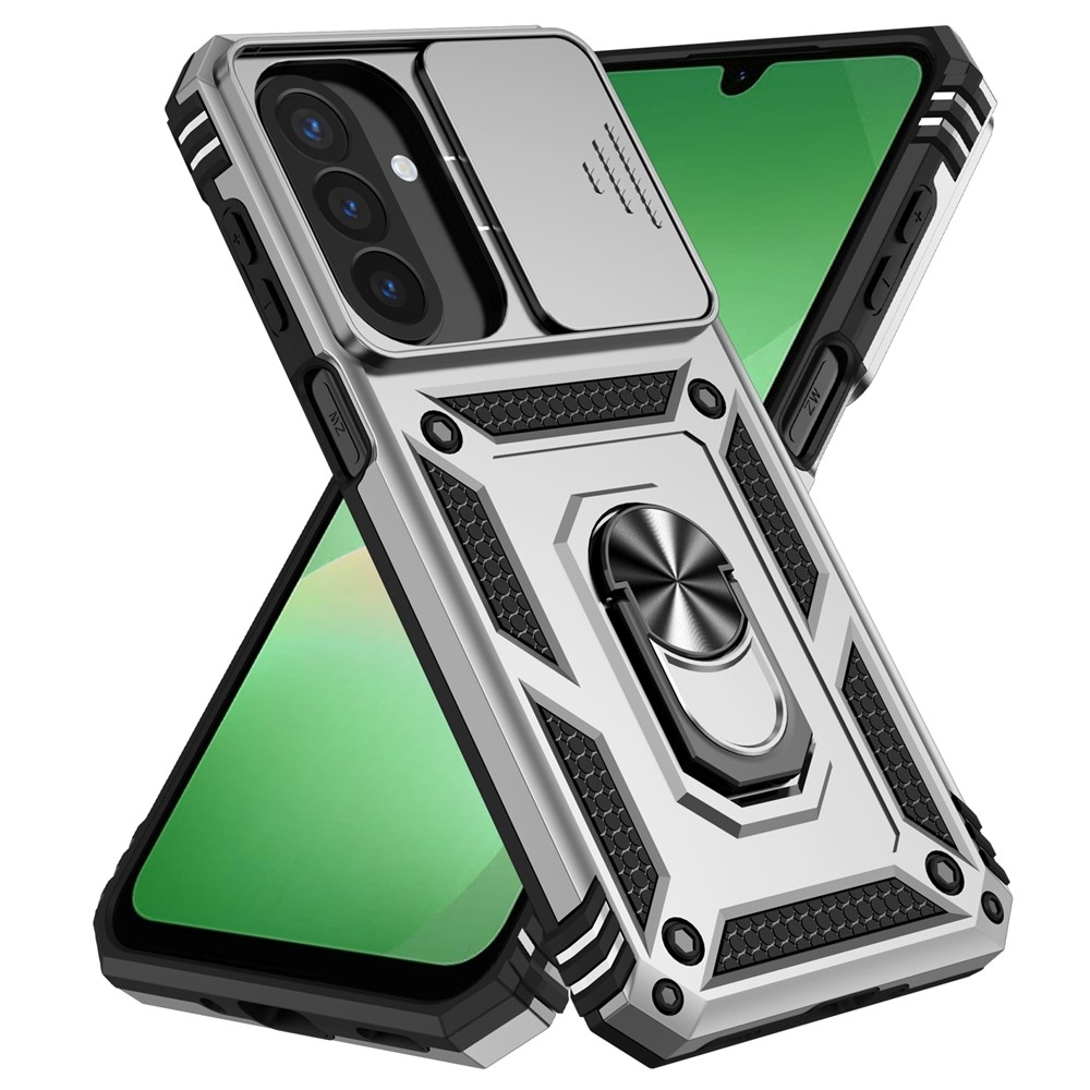 Ring odolný hybridný kryt s úchytom na prst na Samsung Galaxy A27 - strieborný