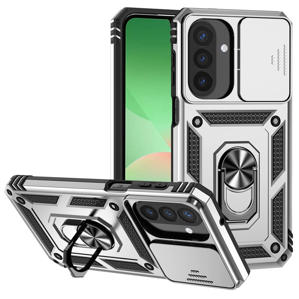 Ring odolný hybridný kryt s úchytom na prst na Samsung Galaxy A27 - strieborný