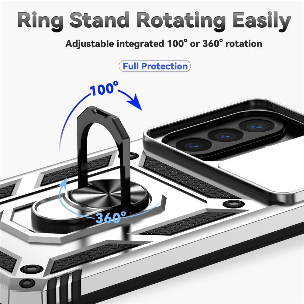 Ring odolný hybridný kryt s úchytom na prst na Samsung Galaxy A27 - strieborný