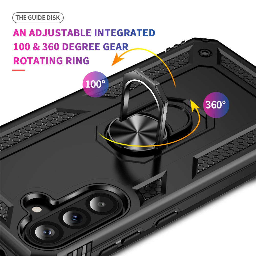 Ring odolný hybridný kryt s úchytom na prst na Samsung Galaxy A37 5G - čierny