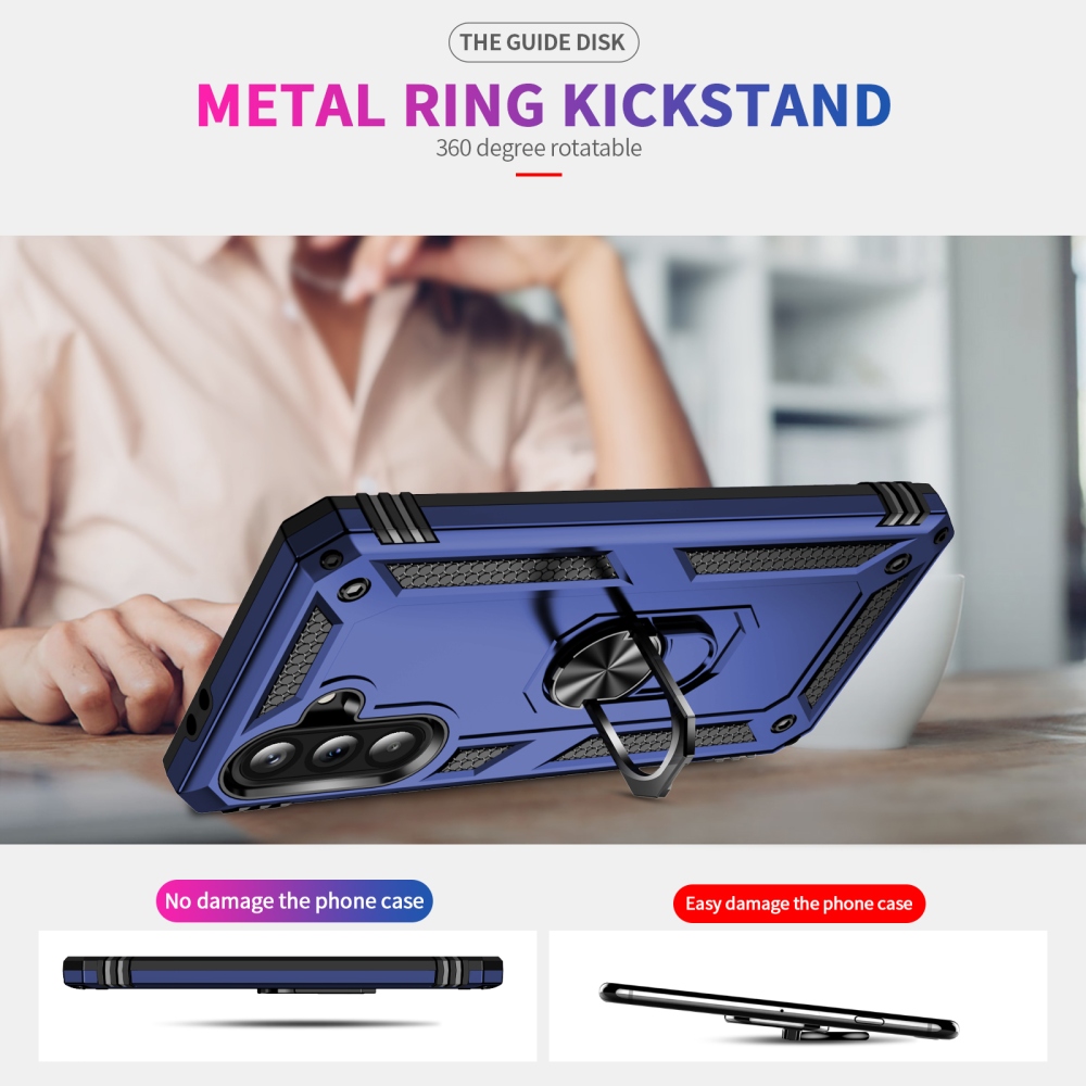 Ring odolný hybridný kryt s úchytom na prst na Samsung Galaxy A37 5G - modrý