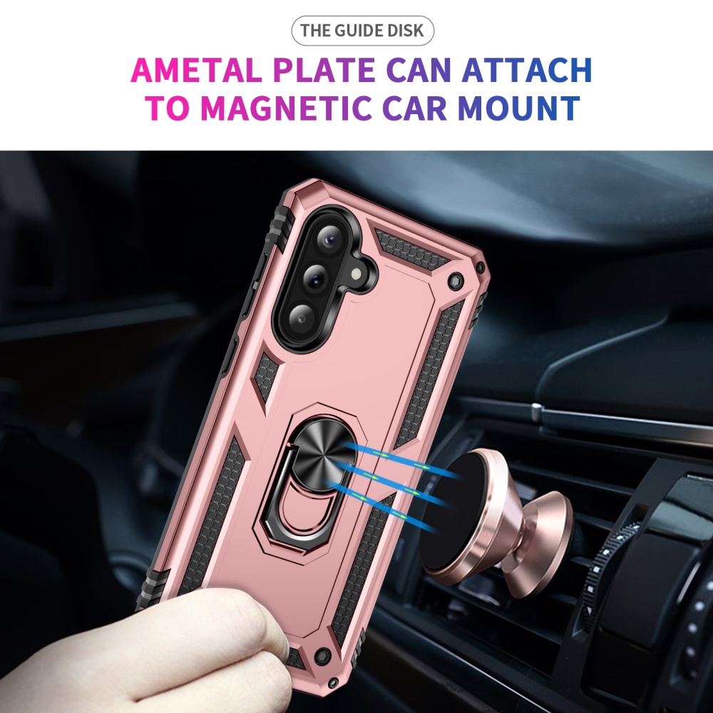 Ring odolný hybridný kryt s úchytom na prst na Samsung Galaxy A37 5G - ružovozlatý