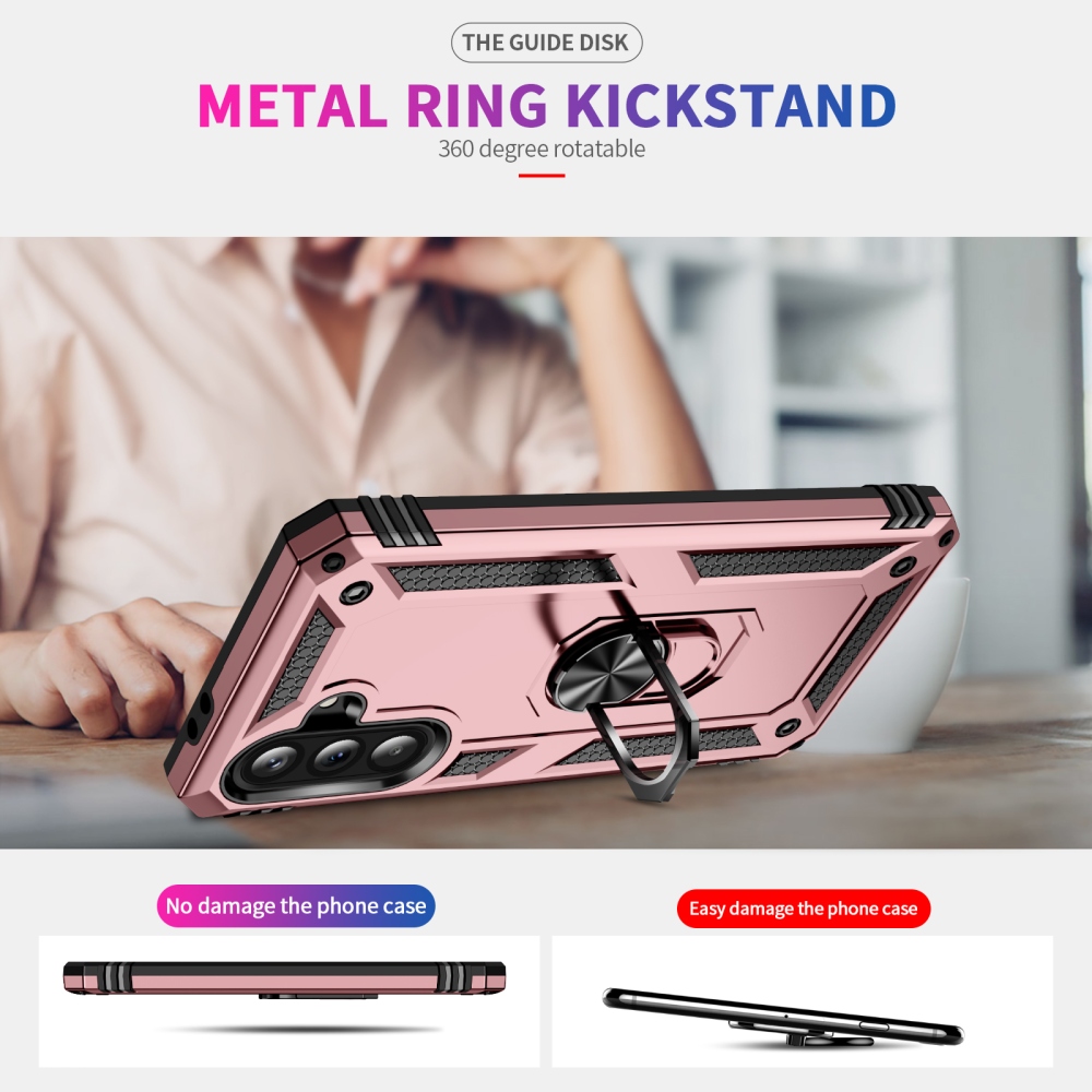 Ring odolný hybridný kryt s úchytom na prst na Samsung Galaxy A37 5G - ružovozlatý
