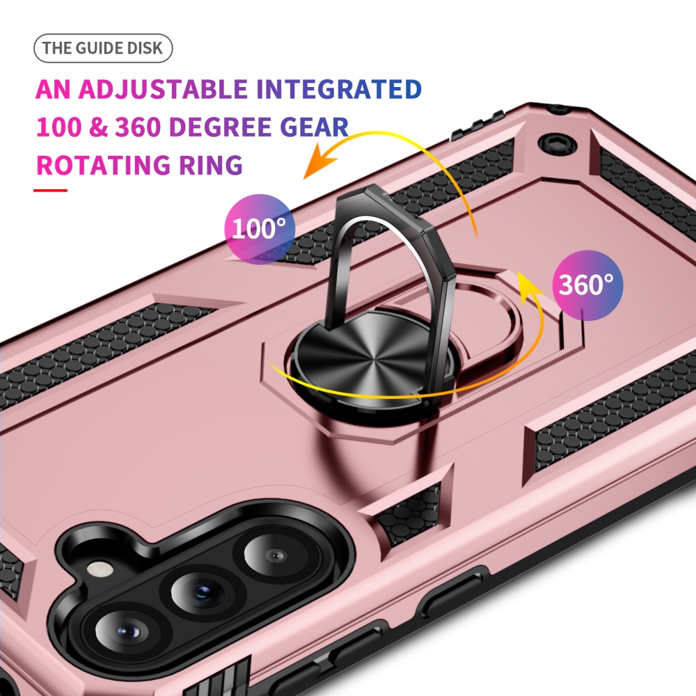 Ring odolný hybridný kryt s úchytom na prst na Samsung Galaxy A37 5G - ružovozlatý