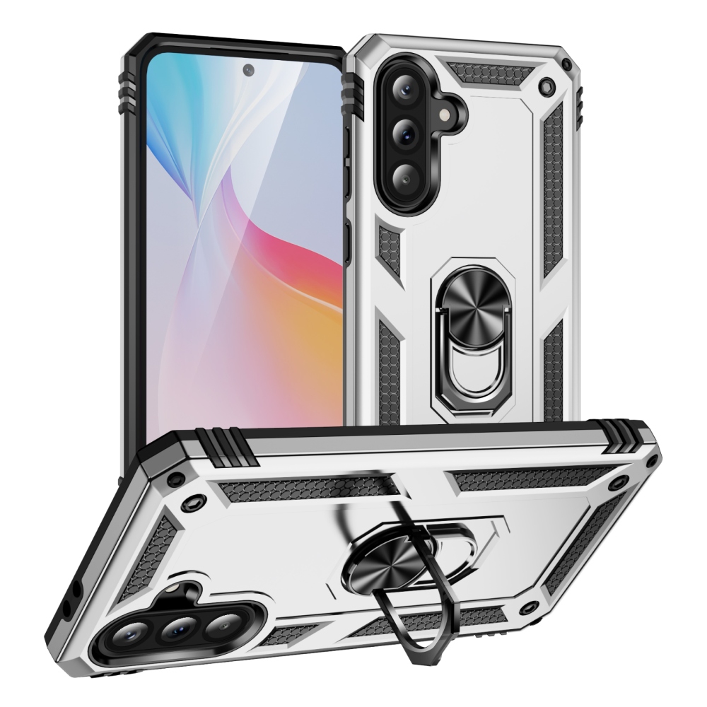 Ring odolný hybridný kryt s úchytom na prst na Samsung Galaxy A37 5G - strieborný