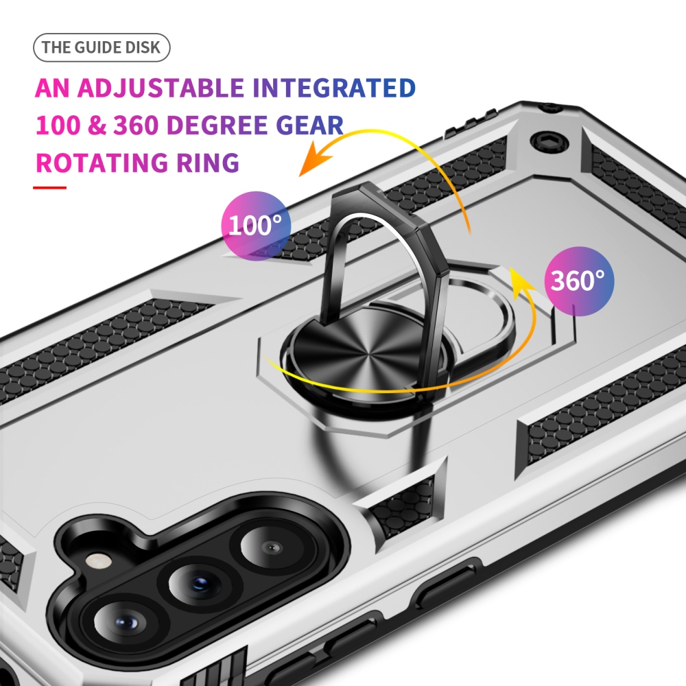 Ring odolný hybridný kryt s úchytom na prst na Samsung Galaxy A37 5G - strieborný