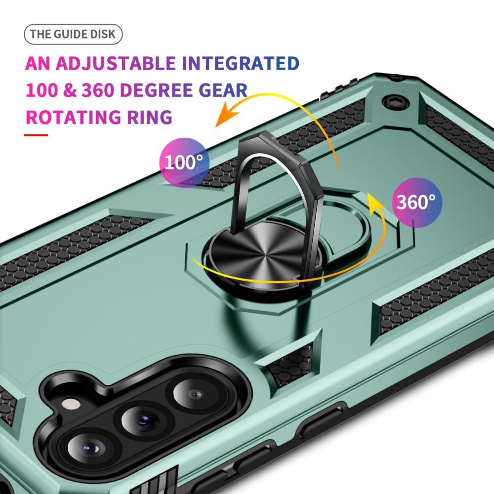 Ring odolný hybridný kryt s úchytom na prst Samsung Galaxy A37 5G - zelený