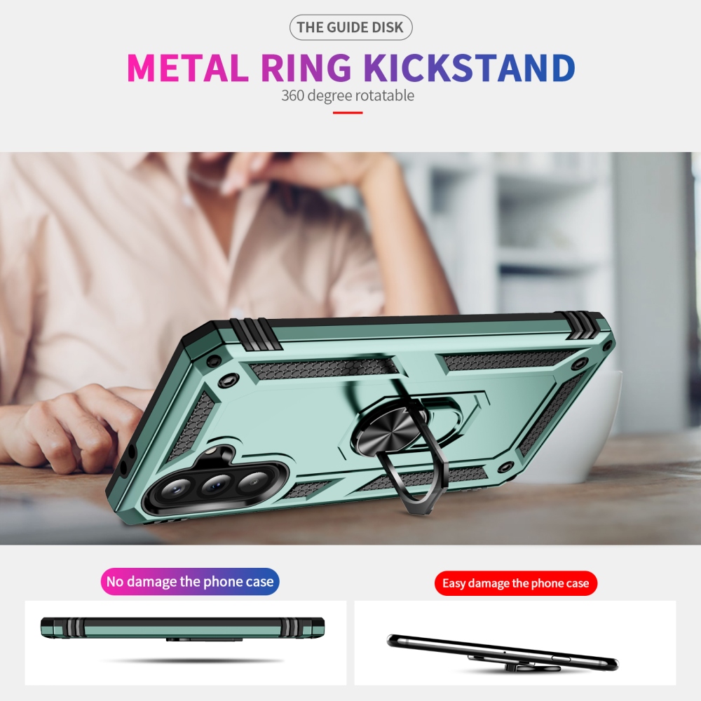 Ring odolný hybridný kryt s úchytom na prst Samsung Galaxy A37 5G - zelený