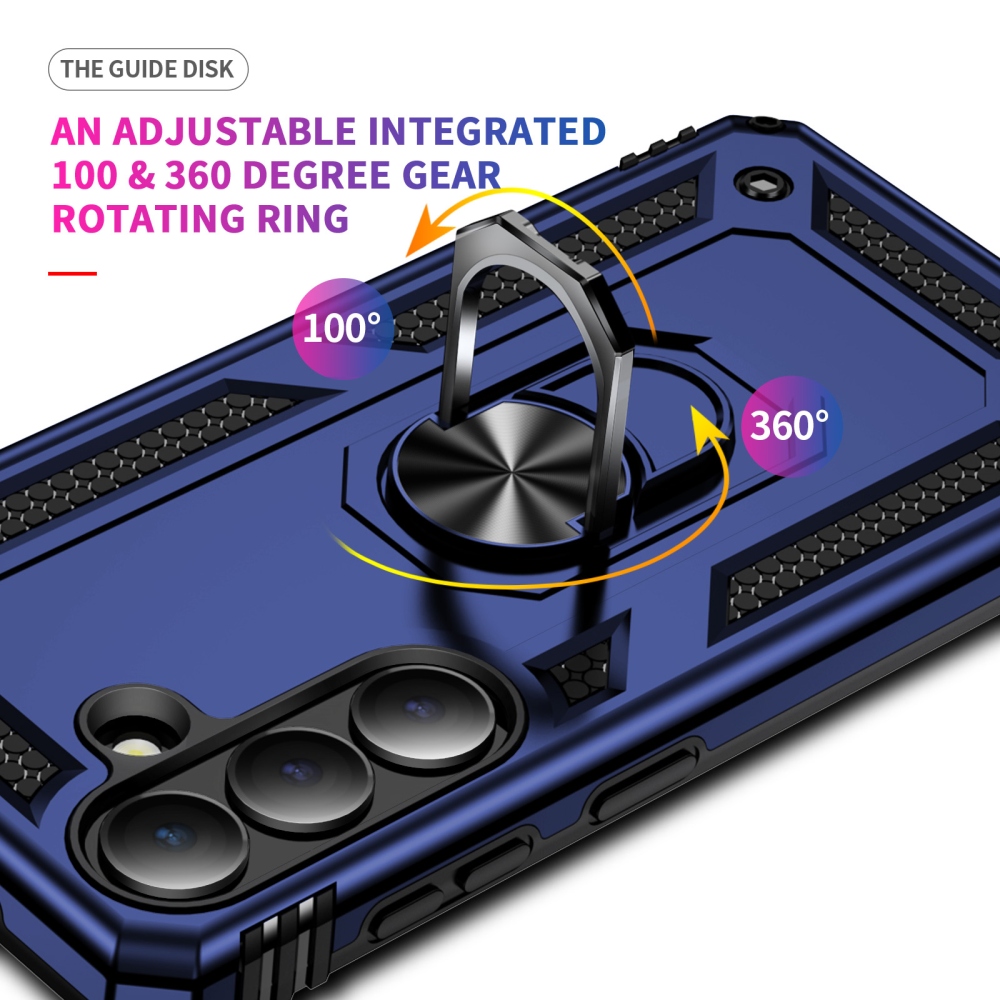 Ring odolný hybridný kryt s úchytom na prst na Samsung Galaxy S26 - modrý