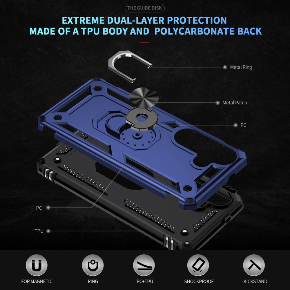 Ring odolný hybridný kryt s úchytom na prst na Samsung Galaxy S26+ - modrý