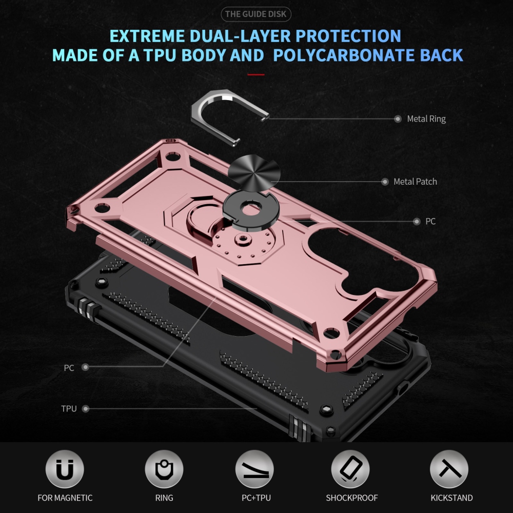 Ring odolný hybridný kryt s úchytom na prst na Samsung Galaxy S26+ - ružovozlatý