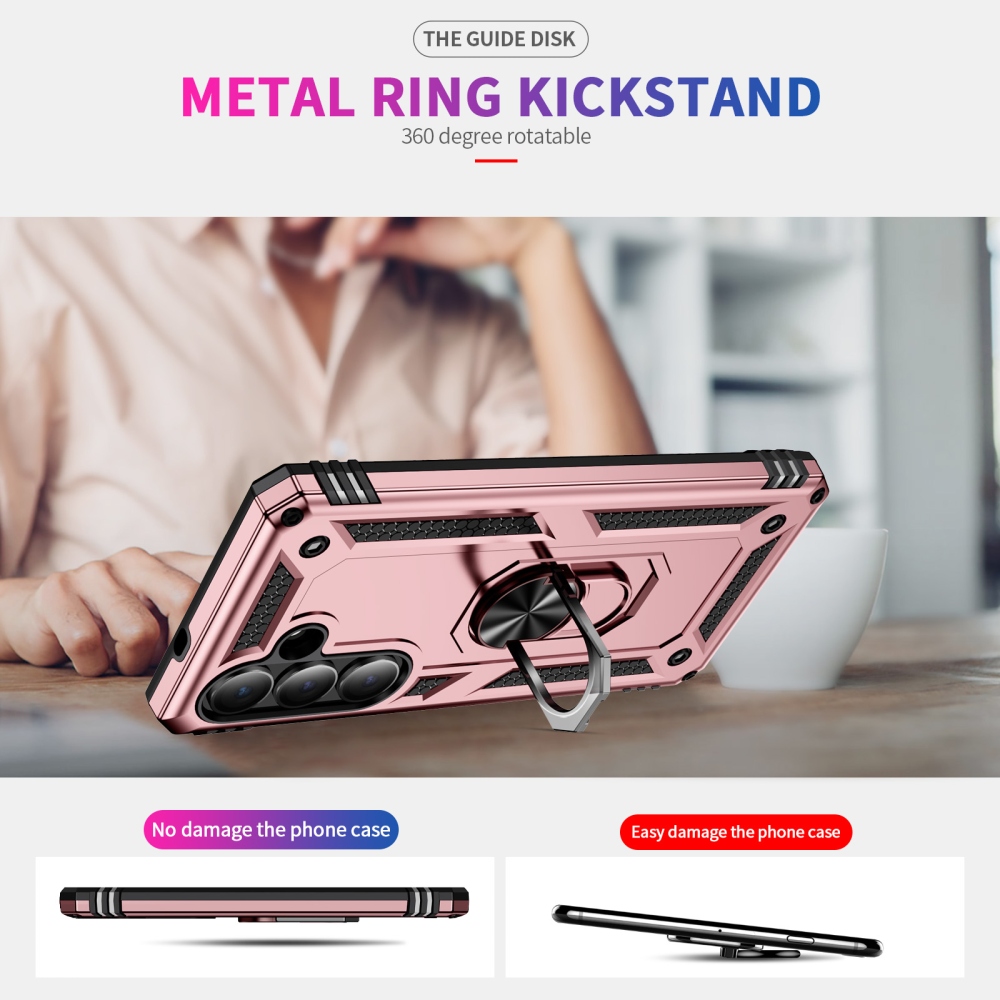 Ring odolný hybridný kryt s úchytom na prst na Samsung Galaxy S26+ - ružovozlatý