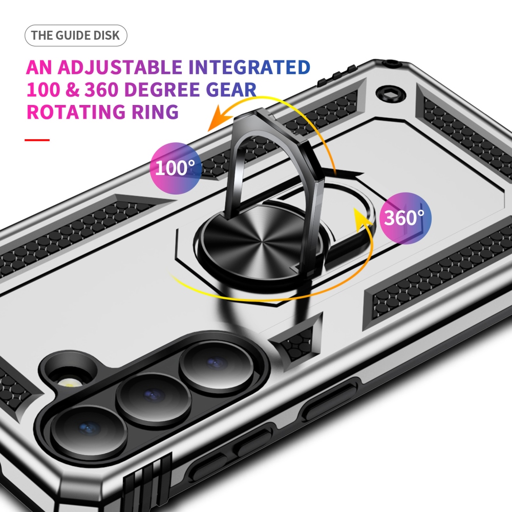 Ring odolný hybridný kryt s úchytom na prst na Samsung Galaxy S26 - strieborný