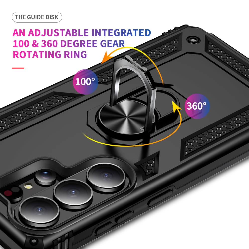 Ring odolný hybridný kryt s úchytom na prst na Samsung Galaxy S26 Ultra - čierny