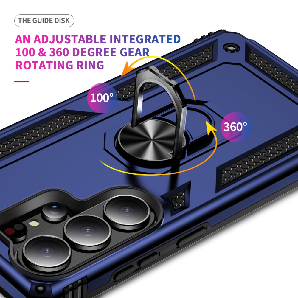 Ring odolný hybridný kryt s úchytom na prst na Samsung Galaxy S26 Ultra - modrý
