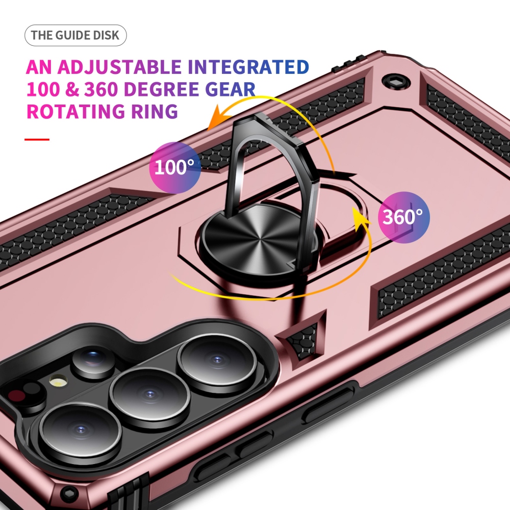 Ring odolný hybridný kryt s úchytom na prst na Samsung Galaxy S26 Ultra - ružovozlatý
