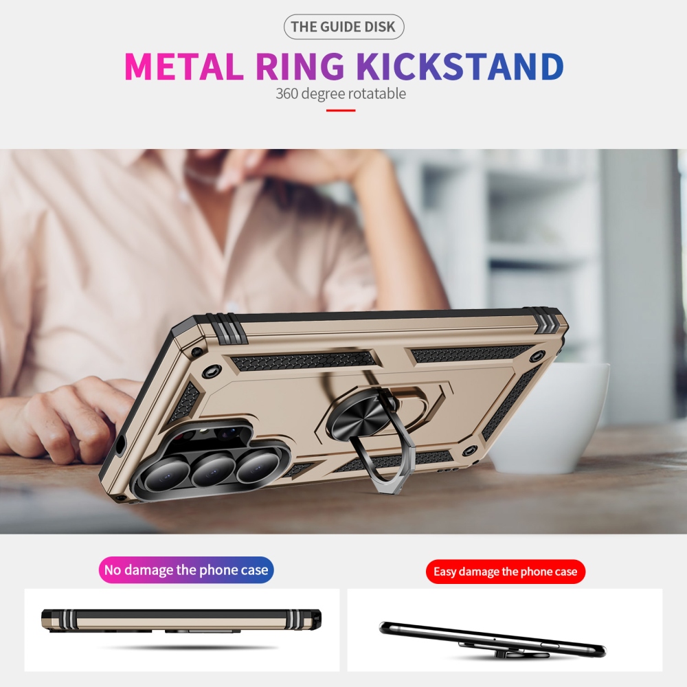 Ring odolný hybridný kryt s úchytom na prst Samsung Galaxy S26 Ultra - zlatý