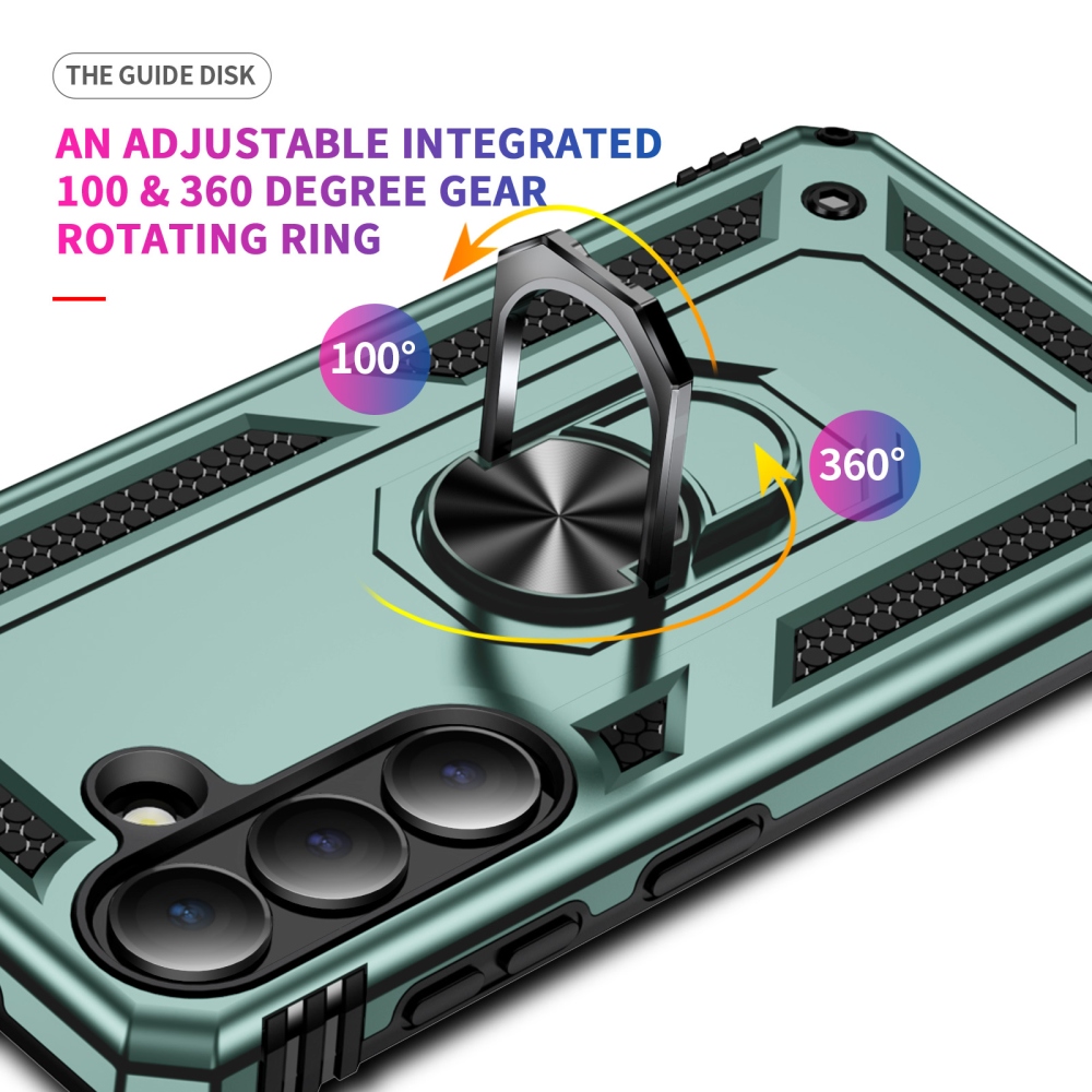 Ring odolný hybridný kryt s úchytom na prst na Samsung Galaxy S26 - zelený