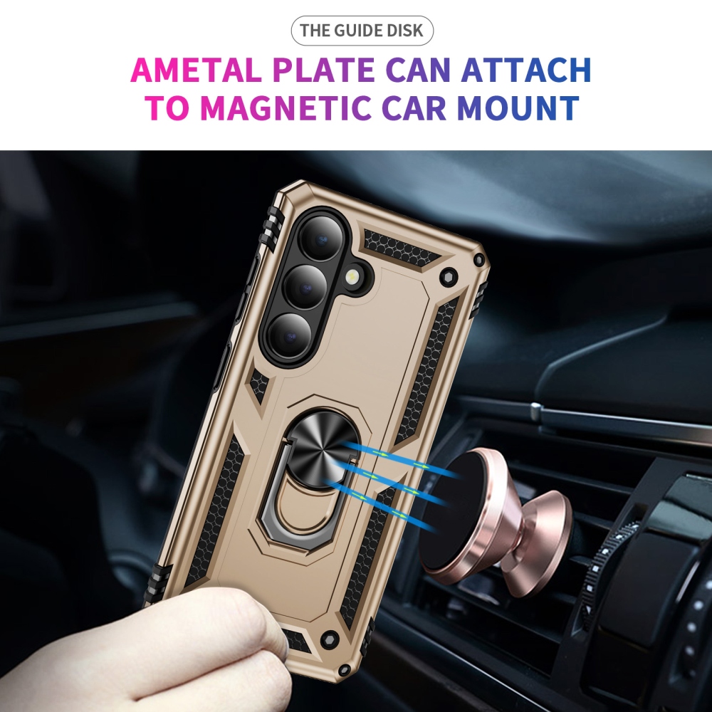 Ring odolný hybridný kryt s úchytom na prst na Samsung Galaxy S26 - zlatý