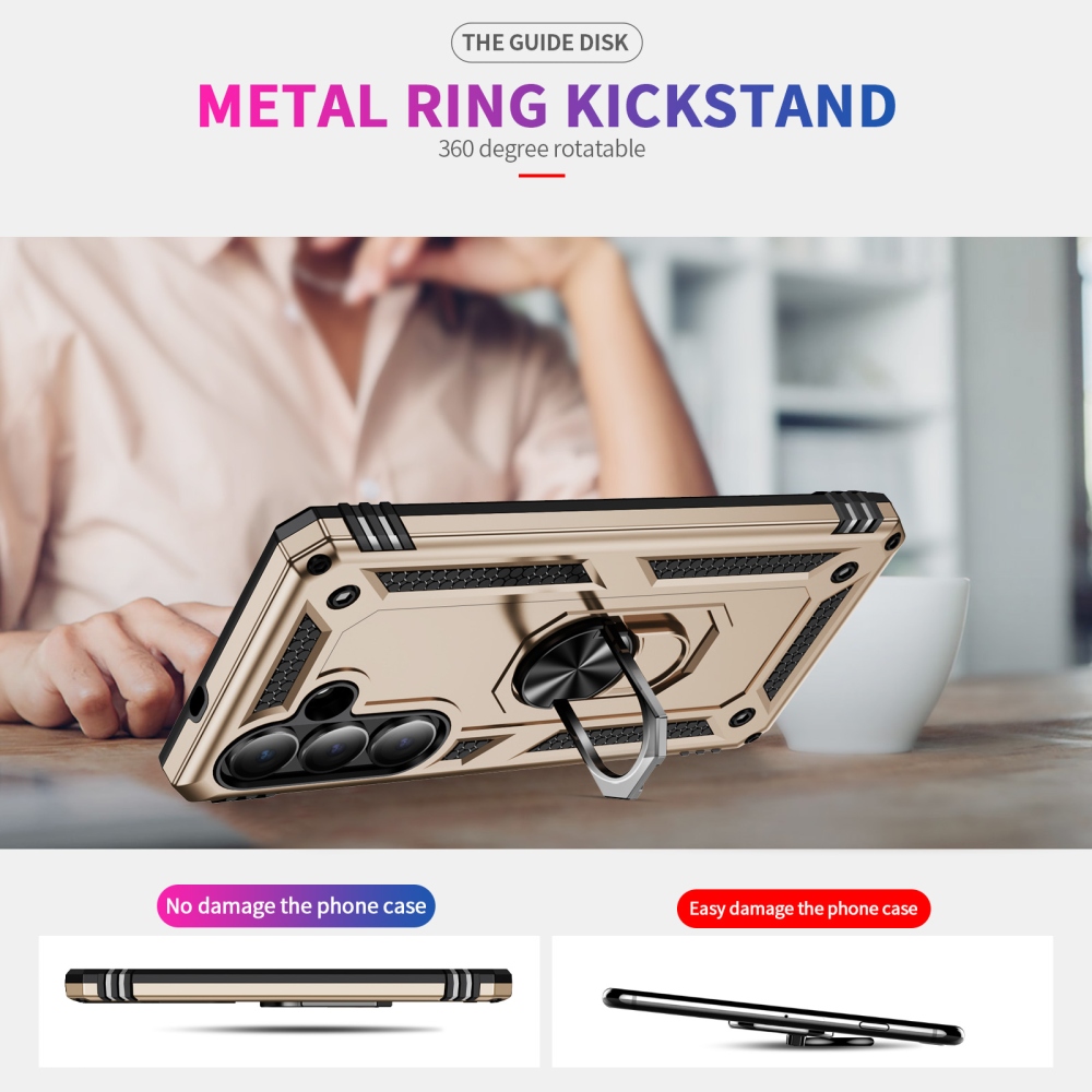 Ring odolný hybridný kryt s úchytom na prst na Samsung Galaxy S26+ - zlatý
