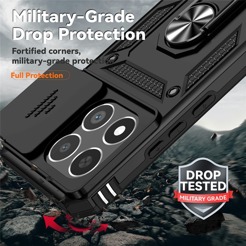 Ring odolný hybridný kryt s úchytom na prst na Xiaomi 15T - čierny