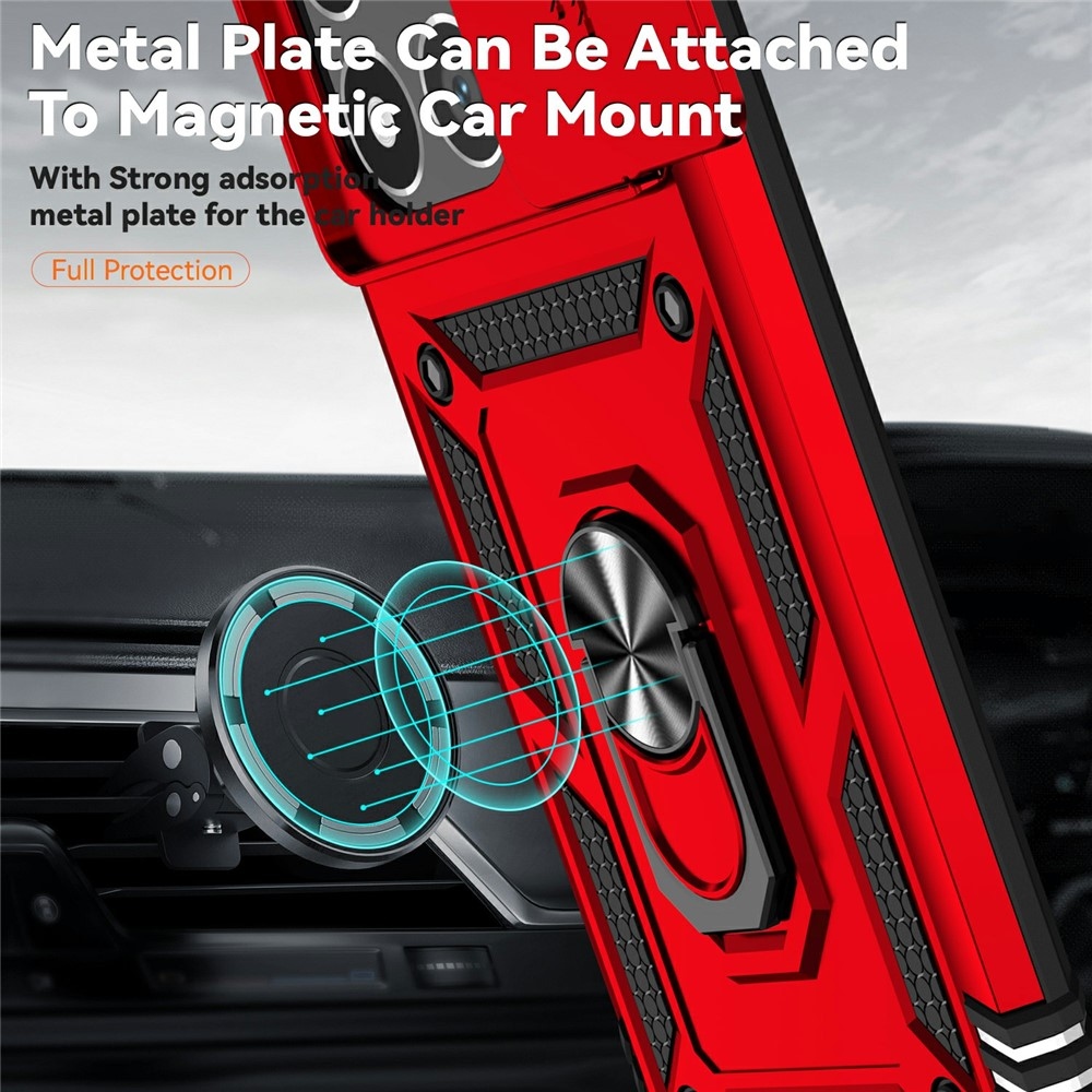 Ring odolný hybridný kryt s úchytom na prst na Xiaomi 15T - červený