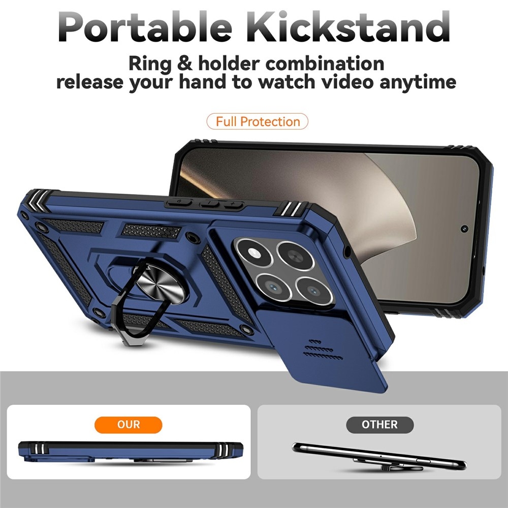 Ring odolný hybridný kryt s úchytom na prst na Xiaomi 15T - modrý