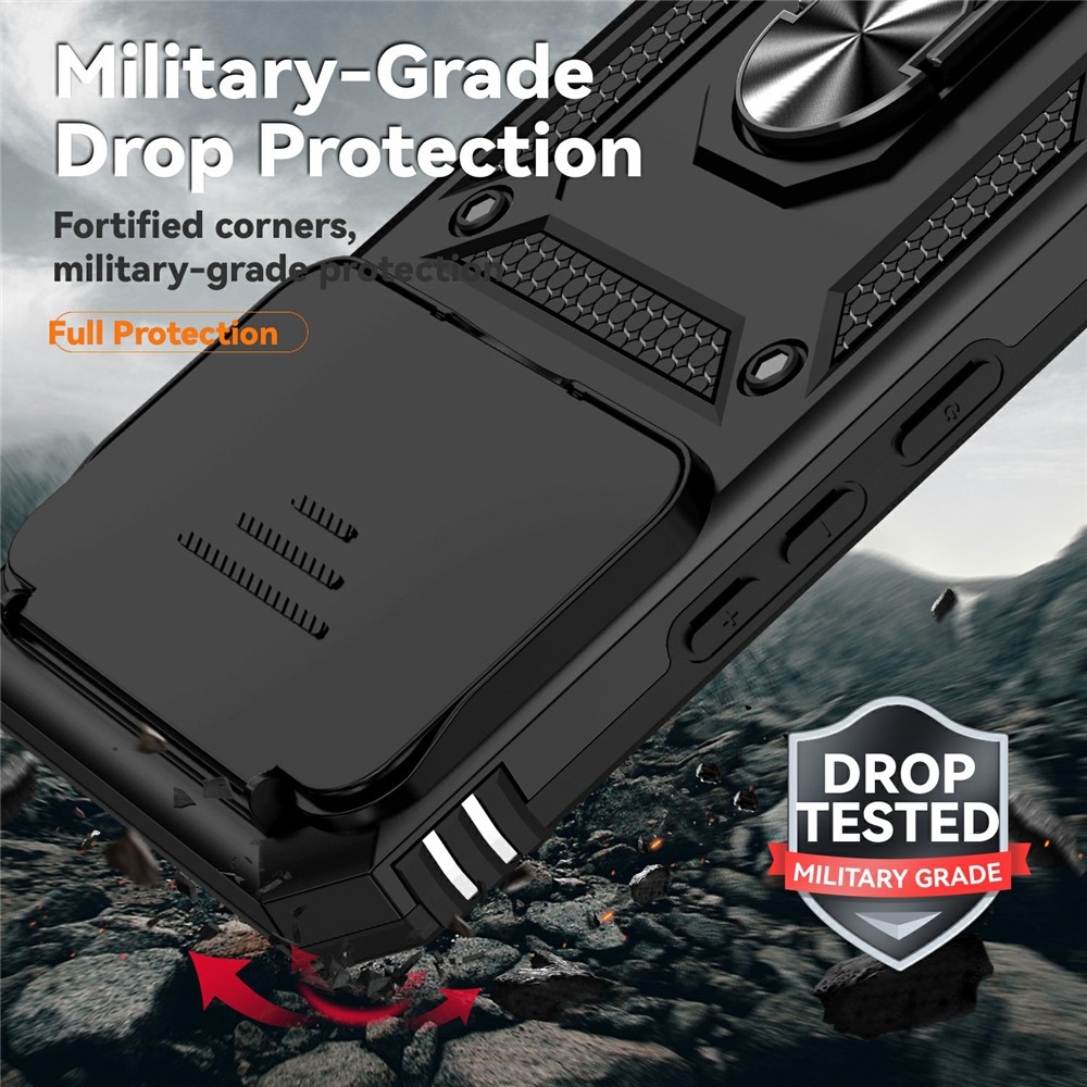 Ring odolný hybridný kryt s úchytom na prst na Xiaomi 15T Pro - čierny