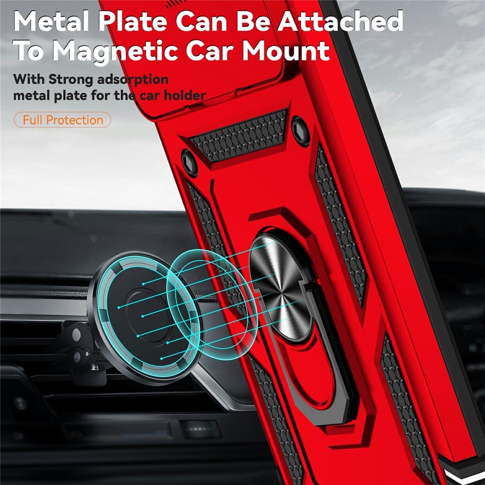 Ring odolný hybridný kryt s úchytom na prst na Xiaomi 15T Pro - červený