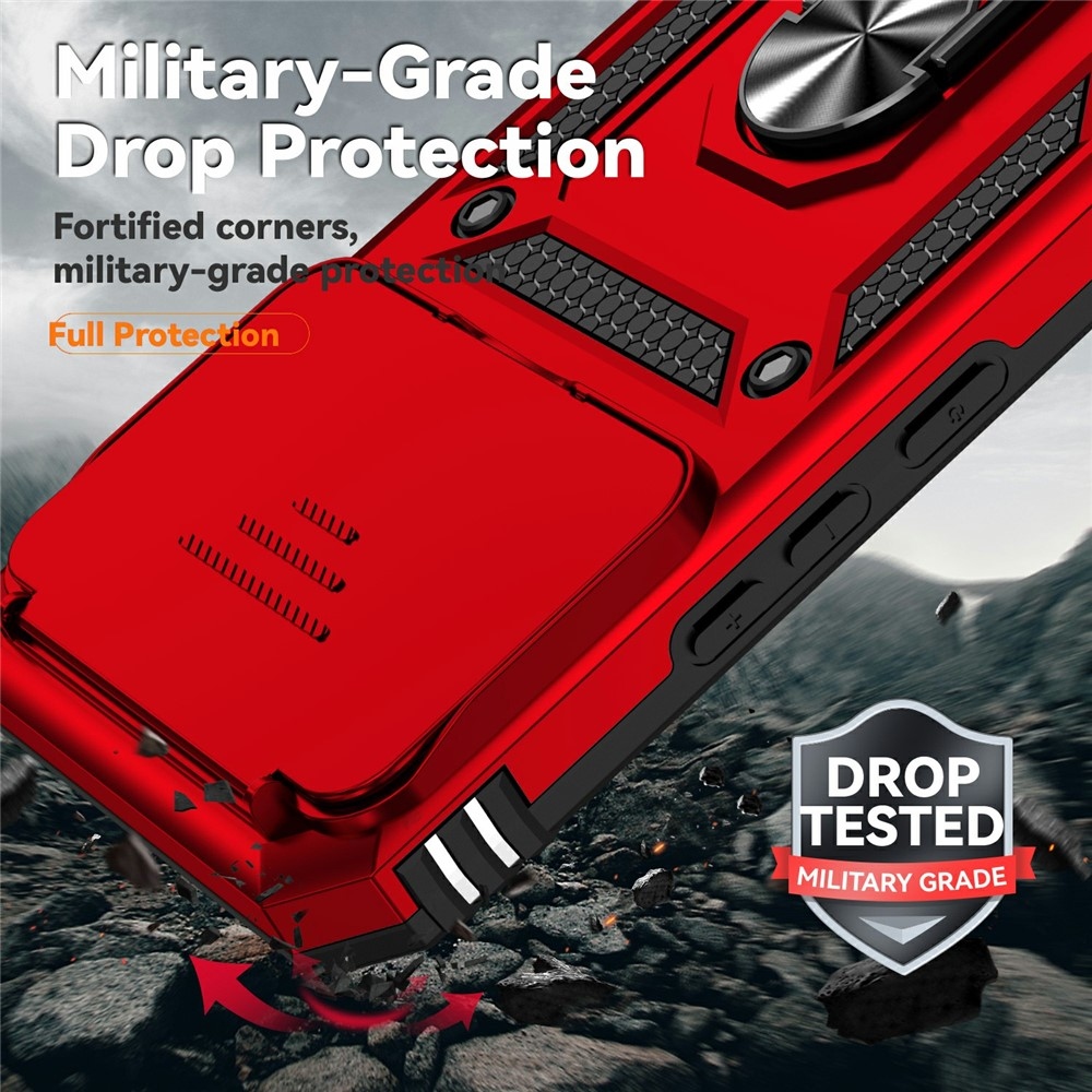 Ring odolný hybridný kryt s úchytom na prst na Xiaomi 15T Pro - červený