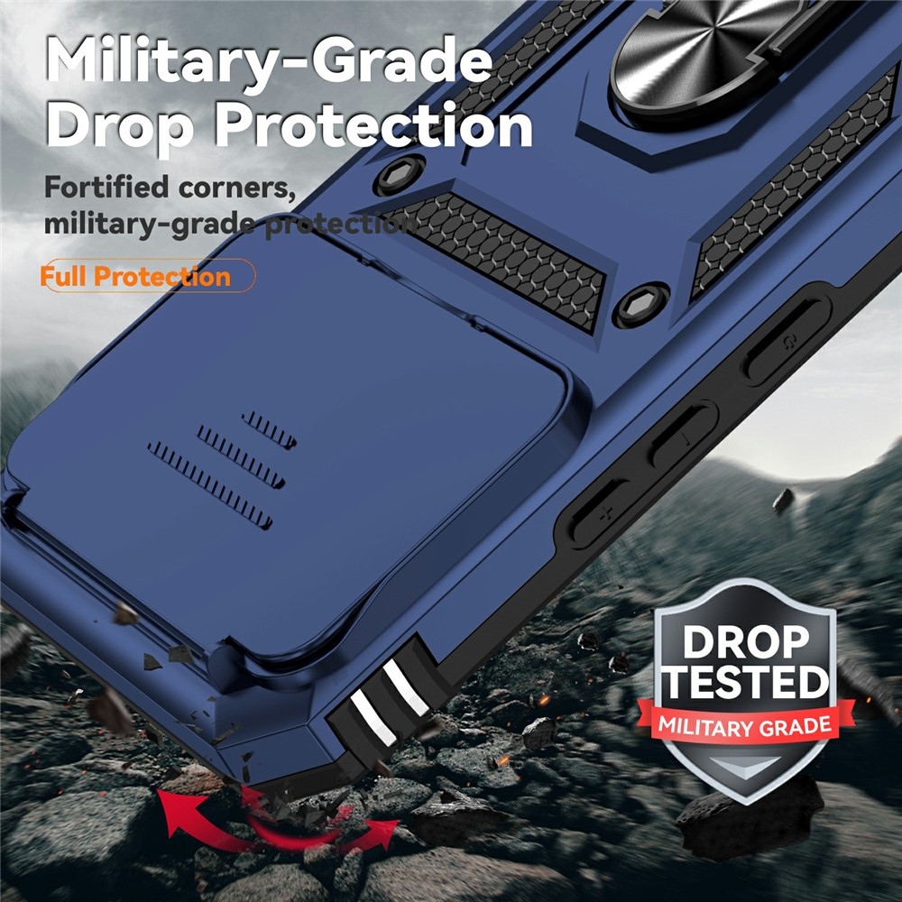 Ring odolný hybridný kryt s úchytom na prst na Xiaomi 15T Pro - modrý