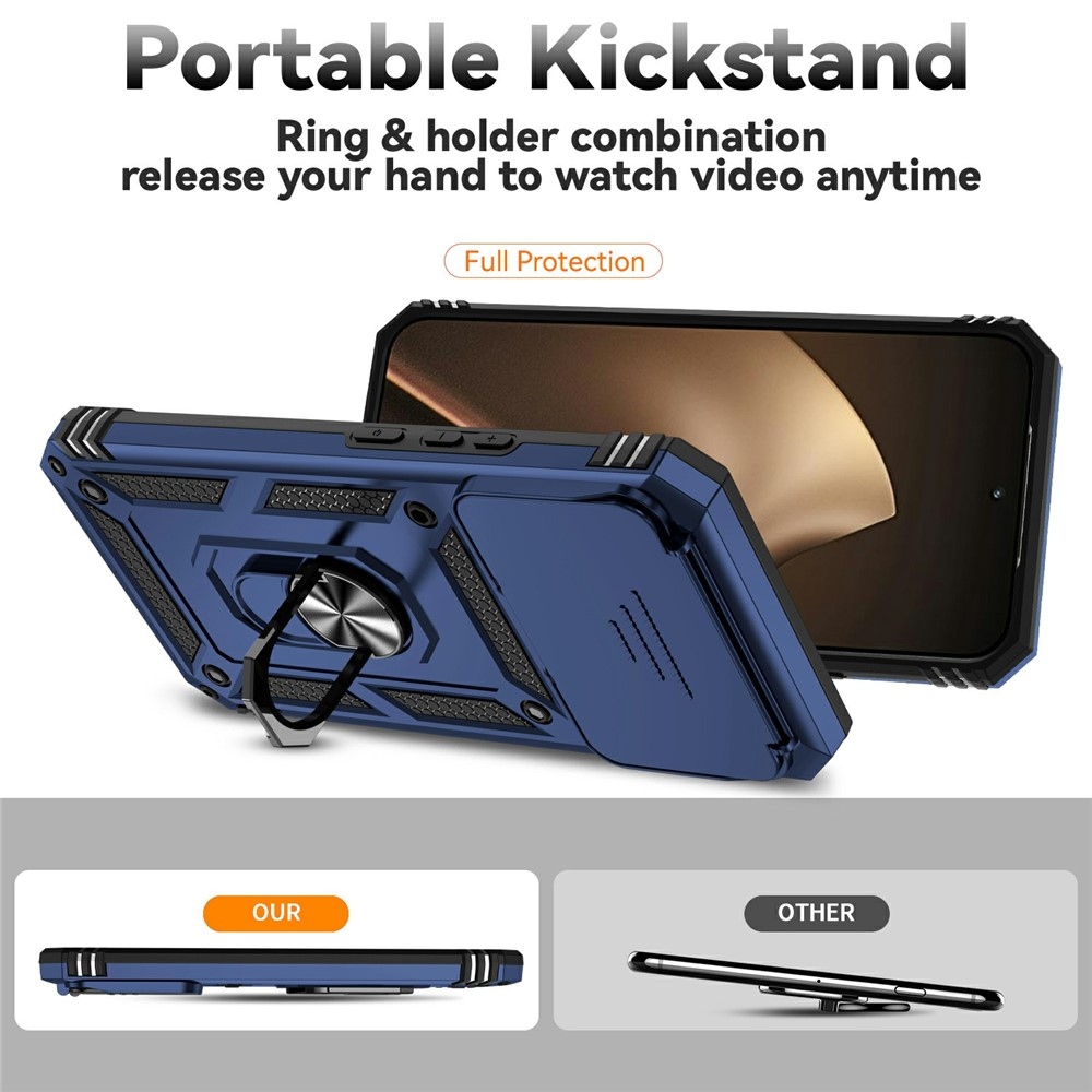 Ring odolný hybridný kryt s úchytom na prst na Xiaomi 15T Pro - modrý