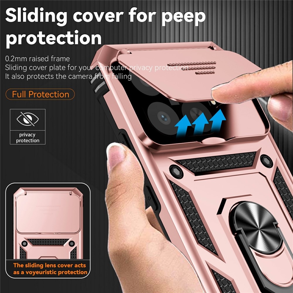 Ring odolný hybridný kryt s úchytom na prst na Xiaomi 15T Pro - ružovozlatý