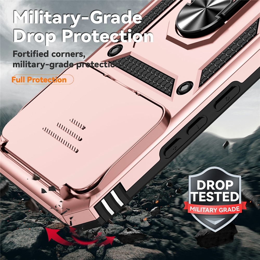 Ring odolný hybridný kryt s úchytom na prst na Xiaomi 15T Pro - ružovozlatý