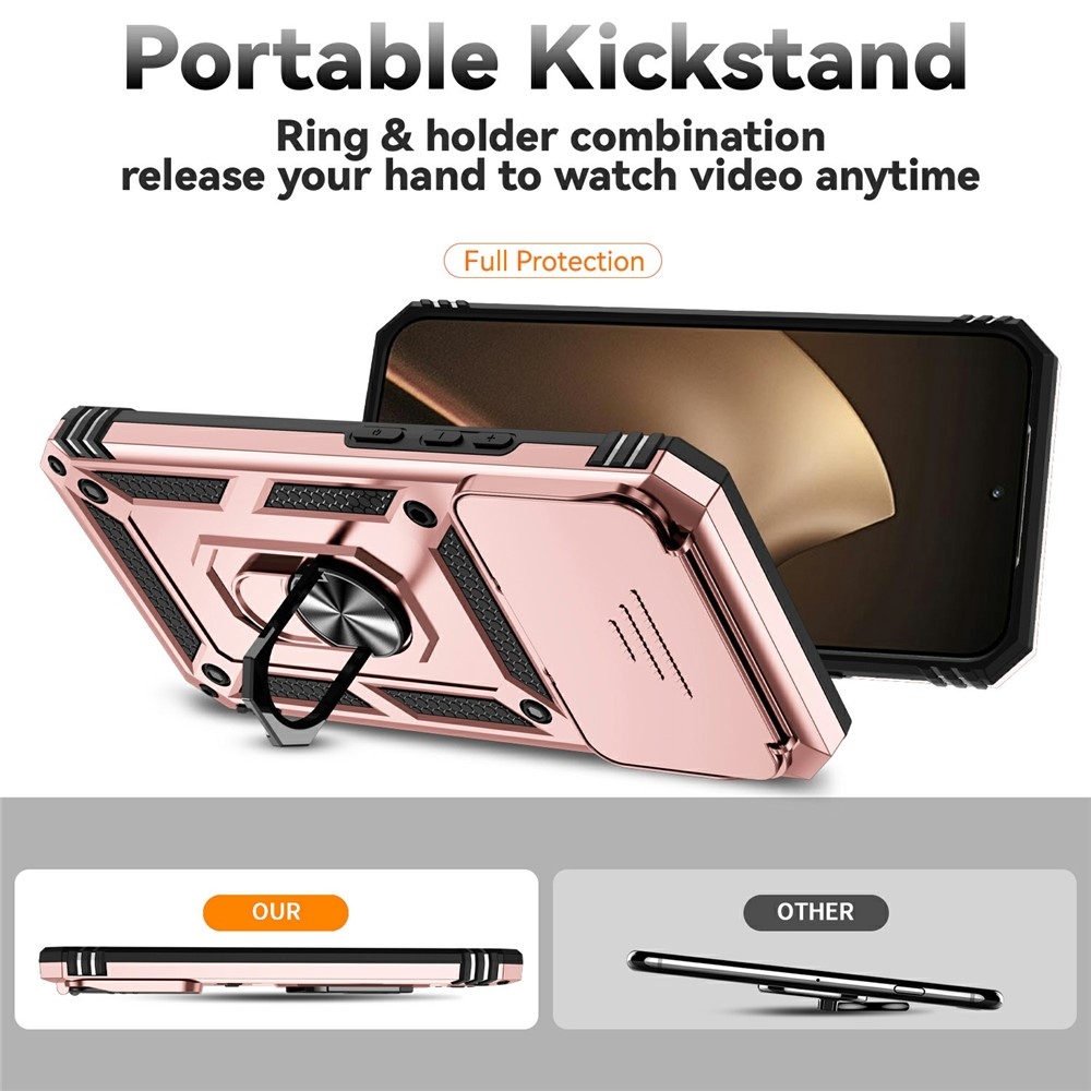 Ring odolný hybridný kryt s úchytom na prst na Xiaomi 15T Pro - ružovozlatý