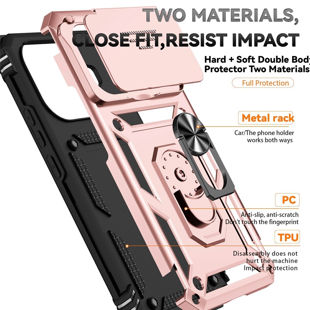 Ring odolný hybridný kryt s úchytom na prst na Xiaomi 15T Pro - ružovozlatý