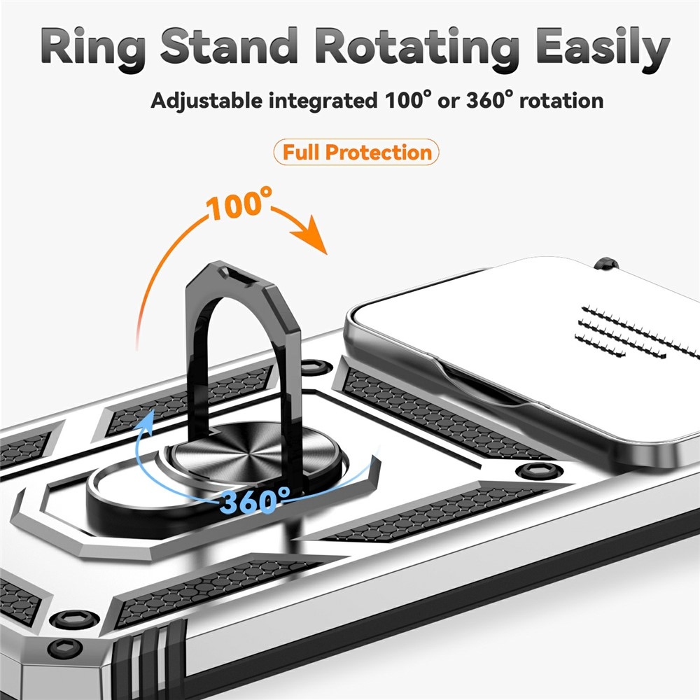 Ring odolný hybridný kryt s úchytom na prst na Xiaomi 15T Pro - strieborný