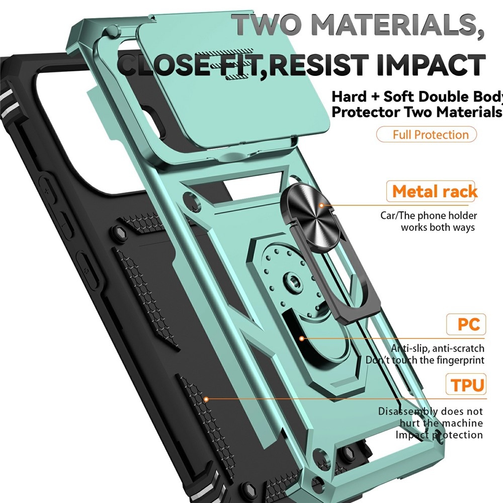 Ring odolný hybridný kryt s úchytom na prst na Xiaomi 15T Pro - zelený